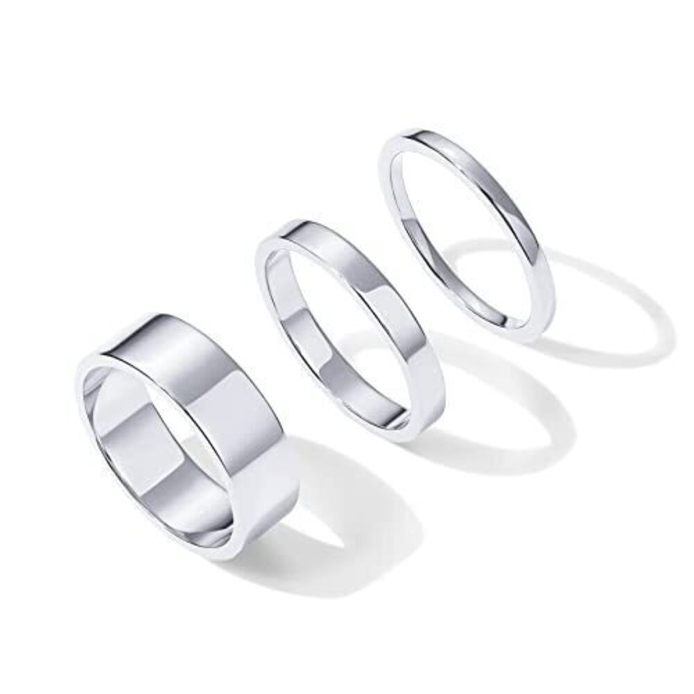 9720 18K Gold Plated Rings Set - Stacking Rings - White Gold Size 6